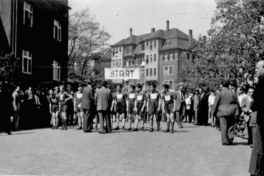 1,000 meter race at the Stuttgart DP camp, Germany, 1947