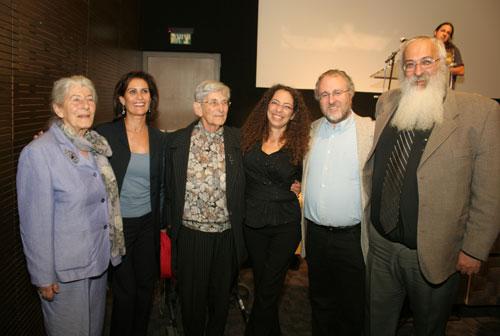 (L to R): Betty Bausch, Michèle Ohayon, Elisheva Orbach, Liat Benhabib, Dr. Robert Rozett, Director of the Yad Vashem Libraries, and Nathan Eitan, Director General of Yad Vashem, at the November 2007 special screening of Steal a Pencil for Me