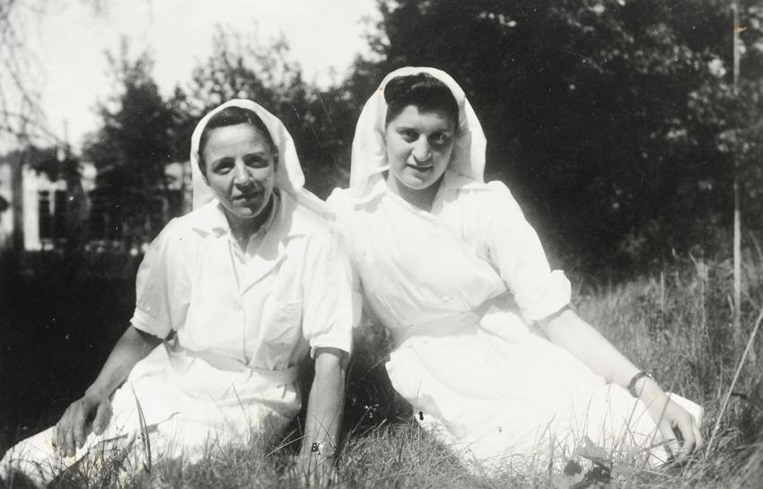 Ruth (Toporek) Ziegelman in nurse's uniform, Charleroi, Belgium, 1947
