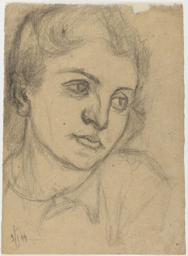 Jacob Lipschitz (1903-1945), Portrait of Lisa (Lea) Lipschitz (1912, Virbalis, Lithuania – 1992, Haifa), Kovno Ghetto, 1944