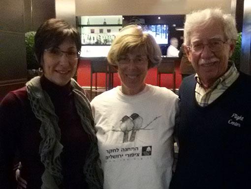 Cheryl and Bob Finklestein (center and Right) meet in Jerusalem with Cynthia Wroclawski, Manager of the Names Recovery Project, to discuss how to step-up their volunteer outreach for the Names Project in both the greater Boston and Palm Beach area 