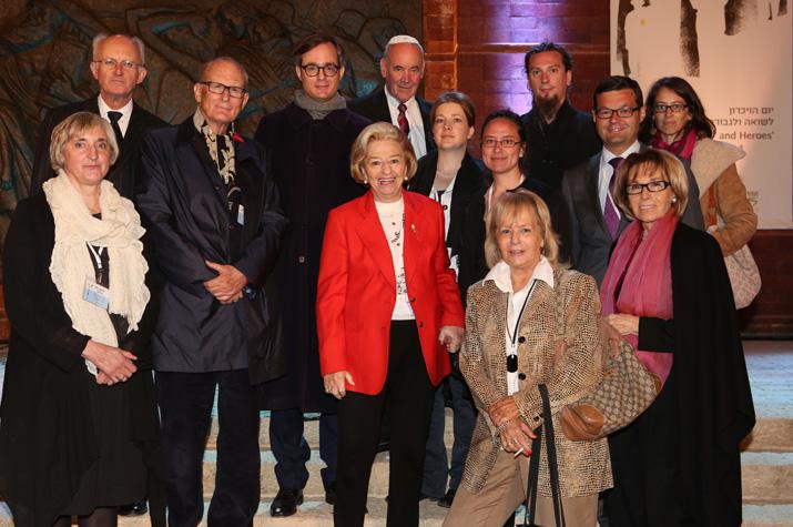 Members of the Society of Friends of Yad Vashem in Liechtenstein including Dr. Peter Wolf, Dr. Peter and Renate Marxer, Dr. Florian Marxer, and Holocaust survivor Mrs. Irith Wiznitzer, at the State opening ceremony