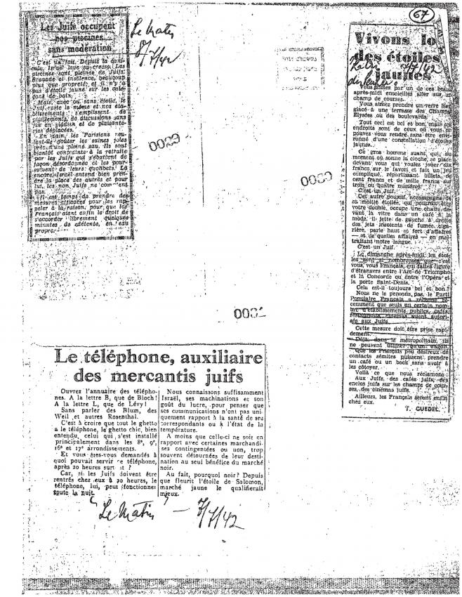 Articles antisémites parus dans L'Appel le 7 juillet 1942
