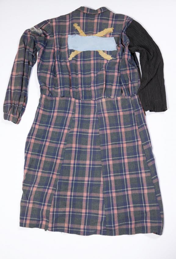 Dress worn by Genia Dvorkin in labor camps in Estonia and Germany