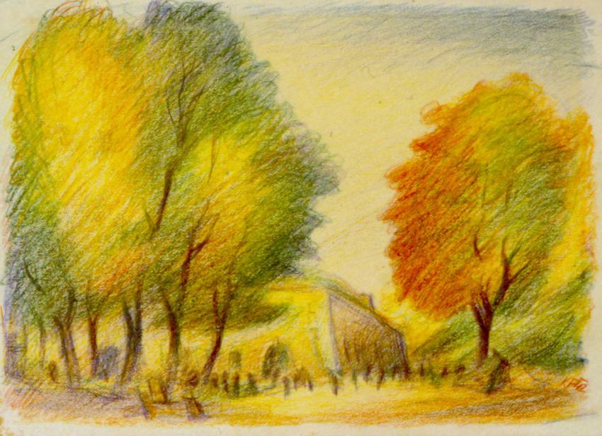 Karel Fleischmann (1897-1944). Trees, Terezin ghetto, 1942