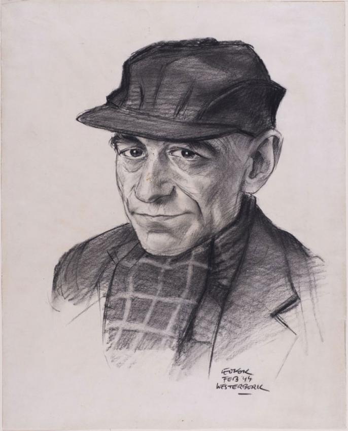 Leo Kok (1923–1945) Portrait of Salomon Van Messel (1892, Harlingen, The Netherlands - Bergen-Belsen, 1945), Westerbork Camp, 1944