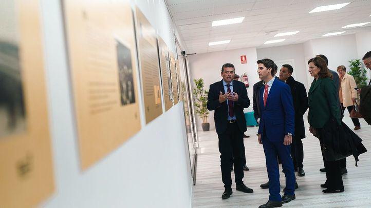 The Minister of Education Emilio Viciana visits the opening of the ready2print The Auschwitz Album exhibition at the remodeled Holocaust Library of Madrid