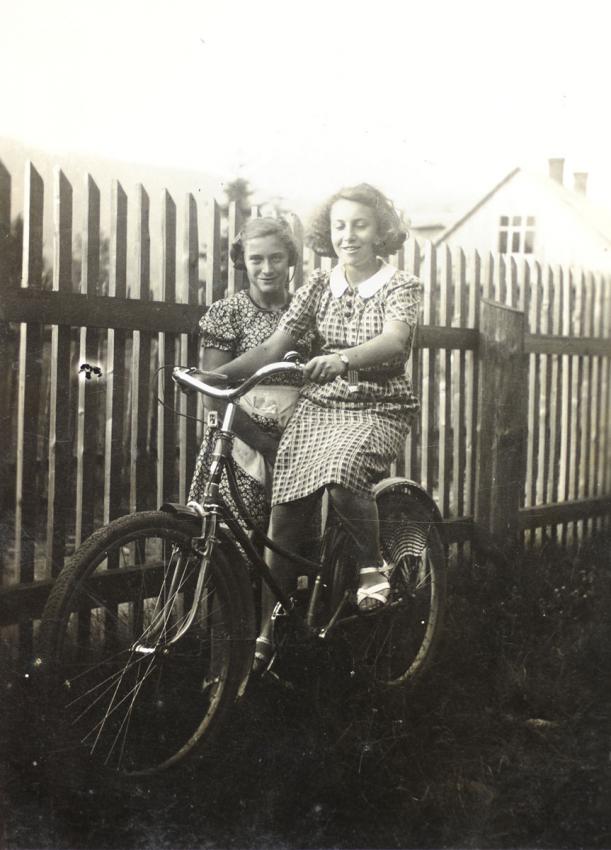 Alina Landau (on the bicycle), Poland, 1938