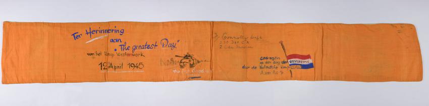 Orange sash that Jews in the Westerbork camp draped around Adrianus Van As when the camp was liberated by the Canadian Army