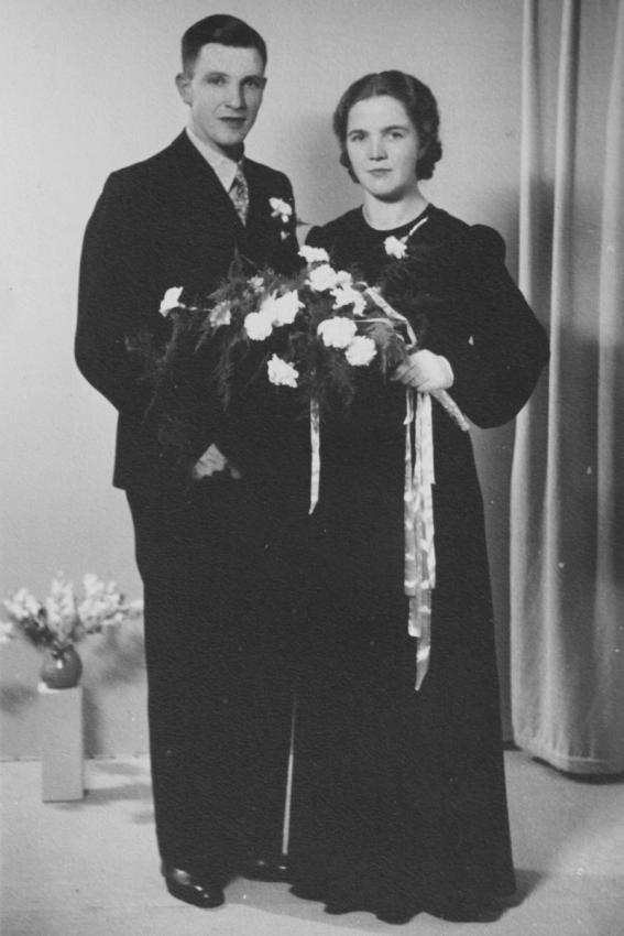 Willem and Gerritdina van der Sluis on their wedding day, the Netherlands, 1942