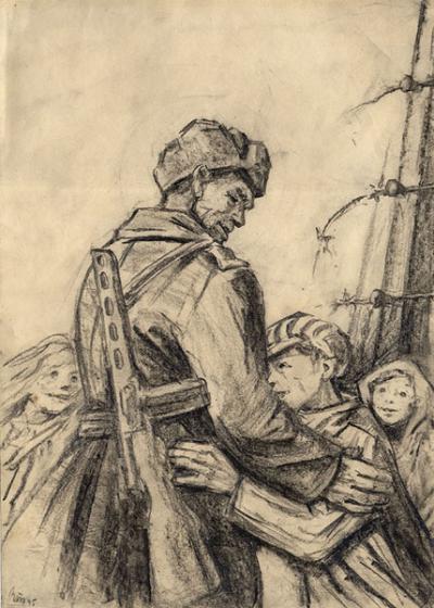 Zinovii Tolkatchev, The Savior, Auschwitz, 1945, Pencil on paper, 29.5 x 21 cm 