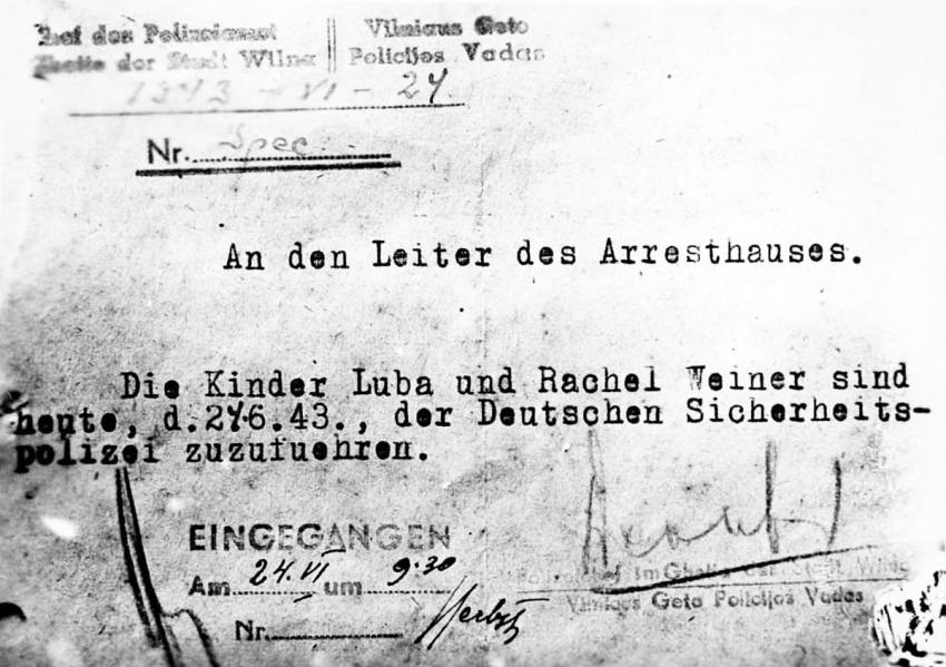 Order from the Police Chief to the Prison Manager, 24 June 1943