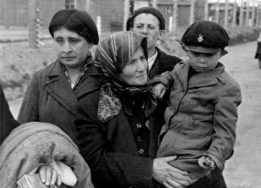 Photo 35: Jewish women and children on their way to death in the gas chambers