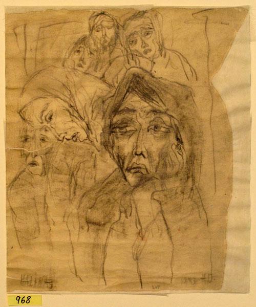Halina Olomucki Six Figures, 1943 21.8x18.1 cm