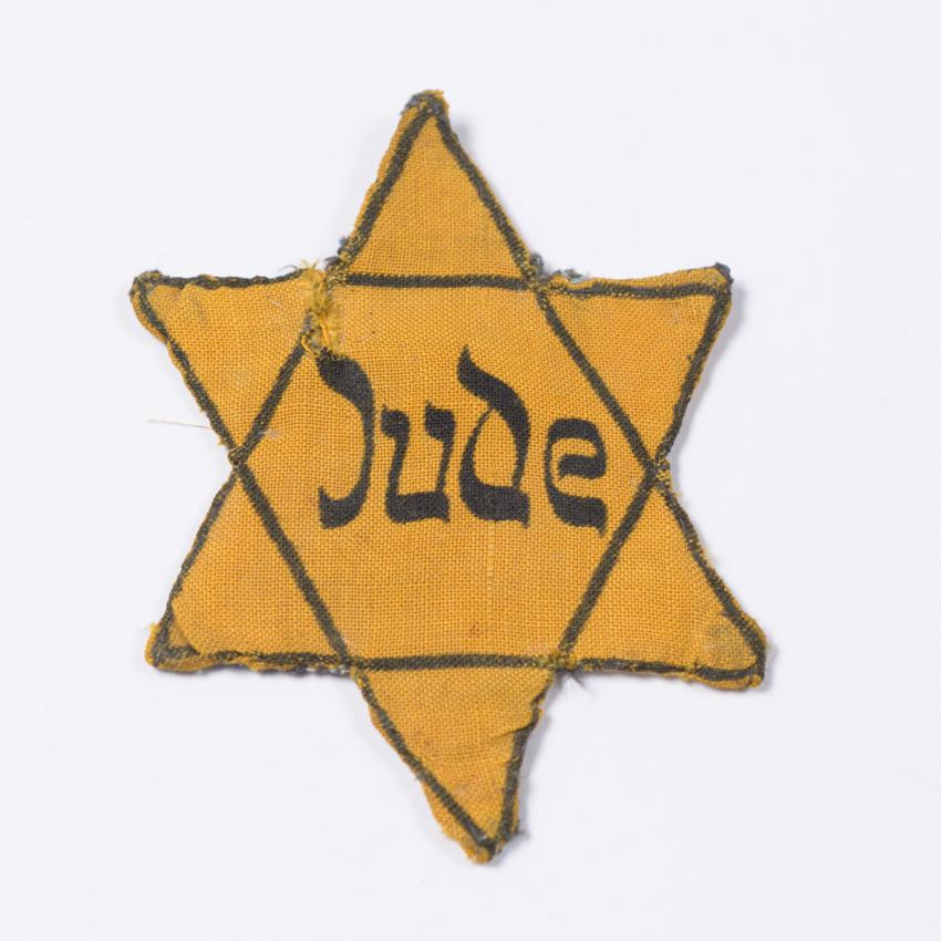 Jewish badge that belonged to Vera Bader from Kyjov, Czechoslovakia.  