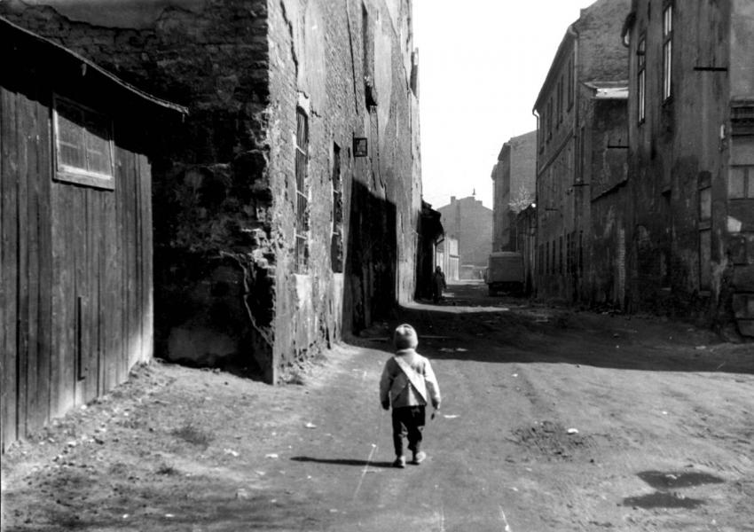 Krakow, Poland, a boy in a ghetto street