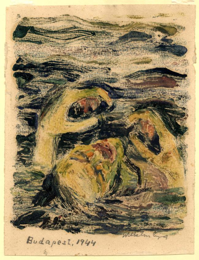 لوییزا ویلهلم هوفمن (1978-1911) بوداپست 1944، رنگ غلیظ بر روی کاغذ