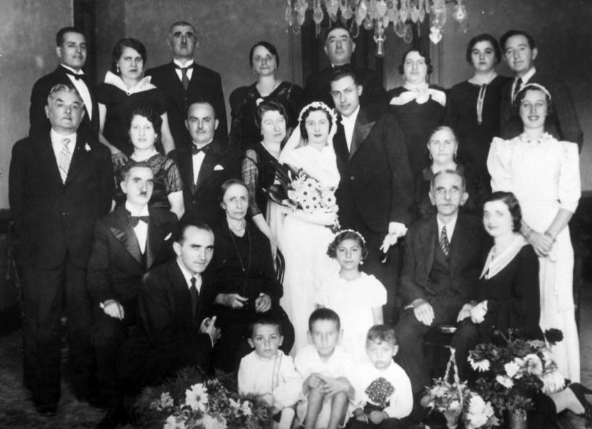 The wedding of Yitzhak Batis and Aliki née Levy, Ioannina, Greece, late 1930s.