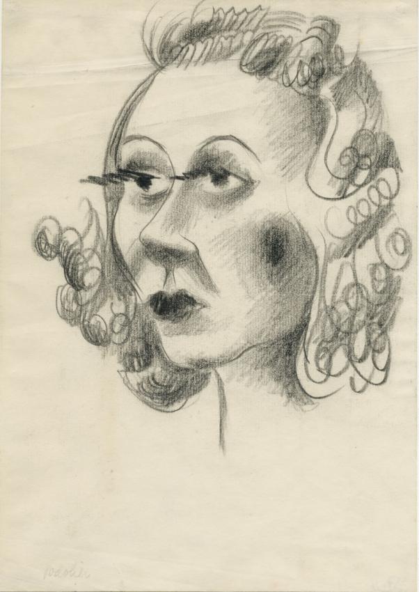 František Lukáš (Lustig) (1911–1996), Portrait of Marion Podolier (née Rosenthal) (1906, Berlin – 1976, Surrey, England), Terezin Ghetto, 1942–1944