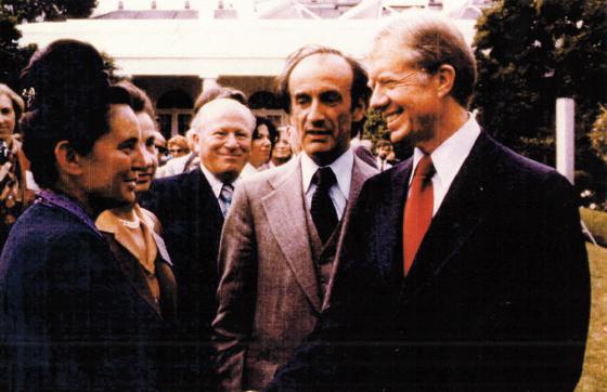 Yaffa Eliach with Prof. Elie Wiesel and US President Jimmy Carter
