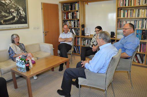 In May 2012, Lee Liberman (left) was given a behind-the-scenes tour of the Yad Vashem Archives by Archives Director Dr. Haim Gertner (second from left) and visited the Museum of Holocaust Art, accompanied by Senior Art Curator Yehudit Shendar (center)