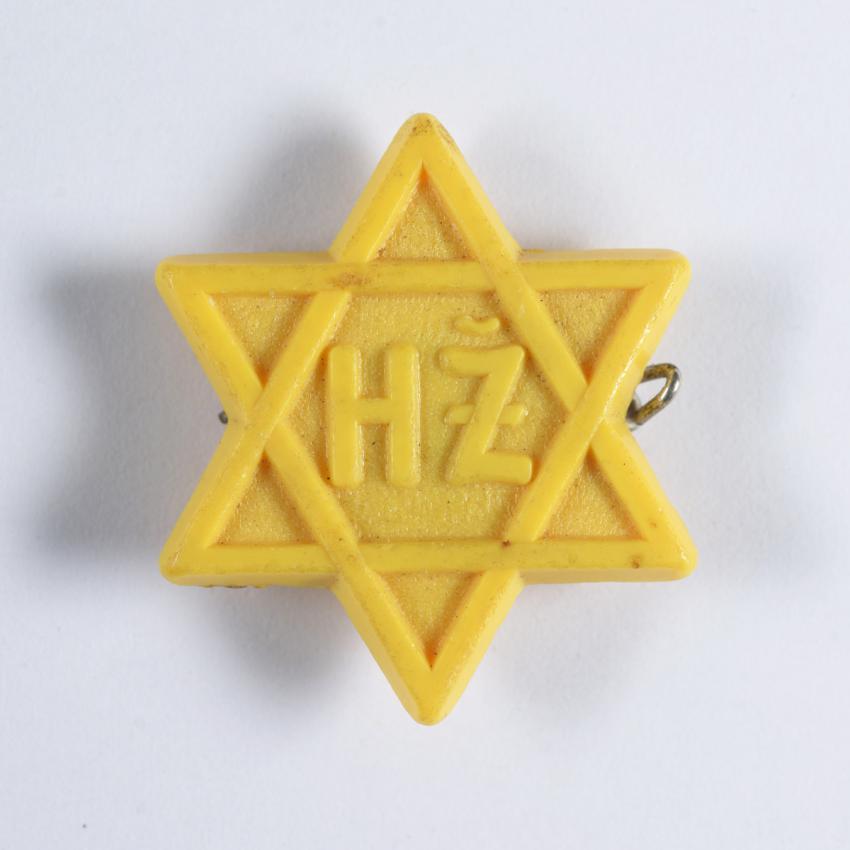 Jewish badge (Yellow star pin) that belonged to Geza Pick from Zilina, Slovakia. 