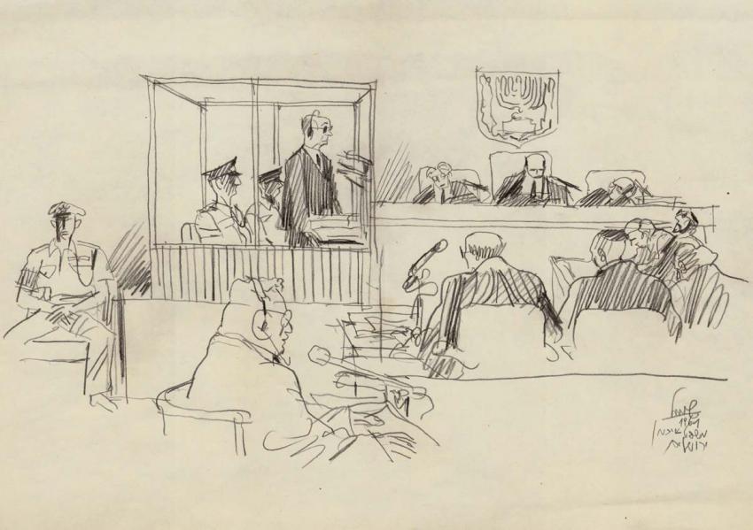 Shmuel Katz Eichmann Trial, 1961 Pencil on paper