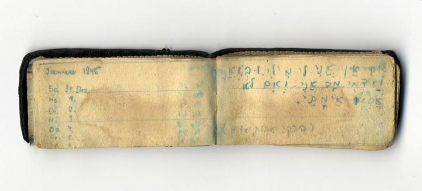 Calendar that Hilde Grünbaum received in Auschwitz-Birkenau in which she wrote quotations from Jewish sources