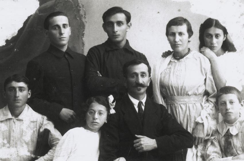 The Lifshitz family in Tel Aviv, circa 1914. Yehoshua is standing on the left