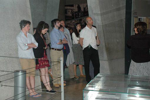 Simon Bentley (second from right), Chairman of the Yad Vashem-UK Foundation, visited the Holocaust History Museum in April 2012 accompaniedby his wife, daughter and friends