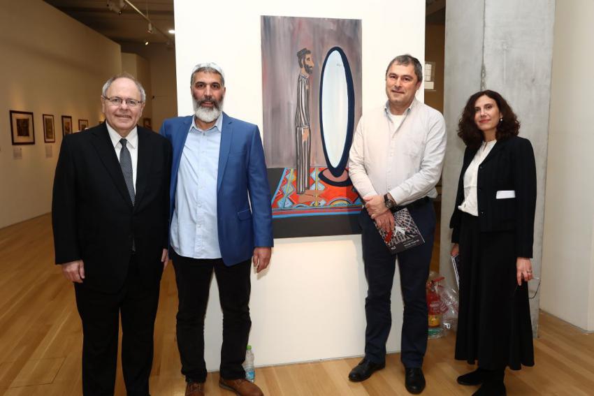 (L-R) Yad Vashem Chairman Dani Dayan, Israeli Artist Shai Azoulay, Yad Vashem CEO Tzvika Fayirizen and Eliad Moreh-Rosenberg