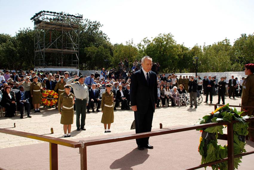 President of the State of Israel Shimon Peres during the wreath-laying ceremony