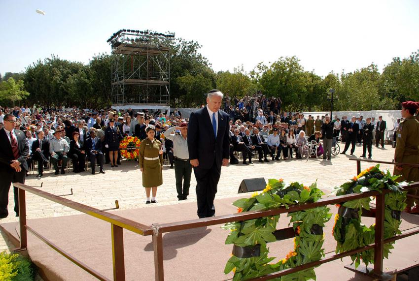 Prime Minister Binyamin Netanyahu during the wreath-laying ceremony