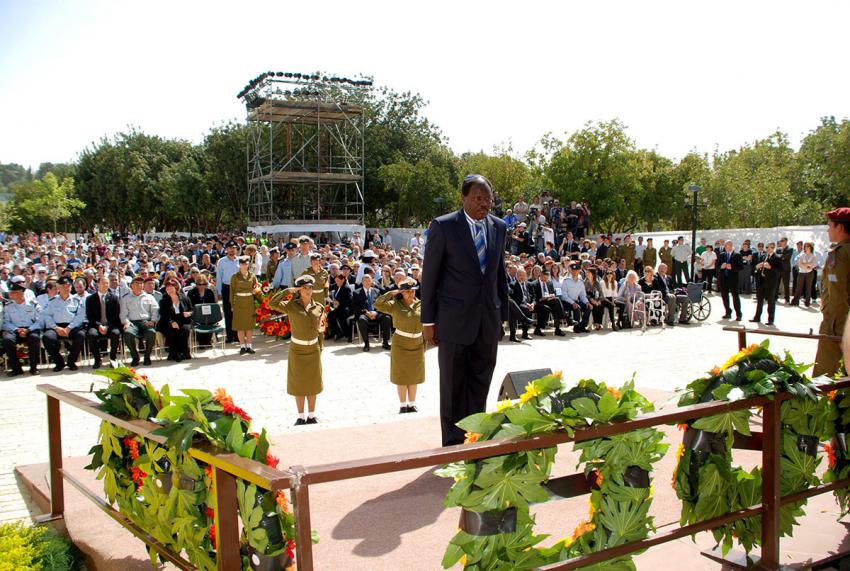 Dean of the Diplomatic Corps Henri Etoundi Essomba during the wreath-laying ceremony