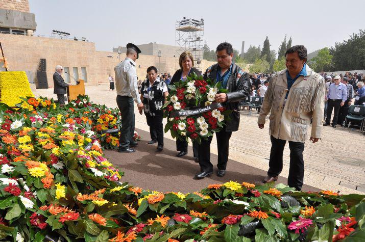 The First Nations of Canada delegation with Rev. Raymond and Jean McLean and James and Gloria Walker came to Israel specifically to lay a wreath
