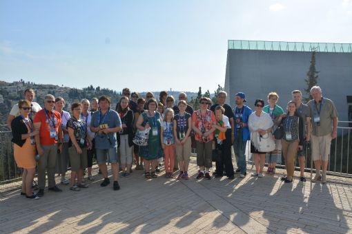 ICEJ Finland Feast Tour at the entrance to the Yad Vashem Museum on 18/10/2016