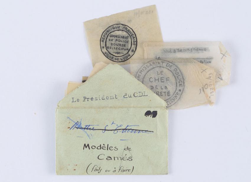 Scraps of paper that Daniel Samuel used to try out his forged stamps