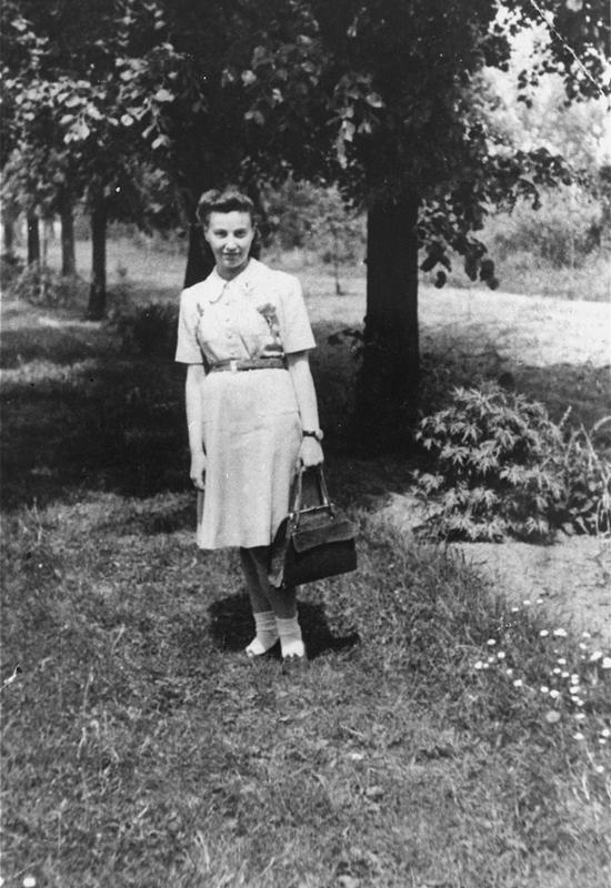 Feigele Peltel (now Vladka Meed) on one of her missions as a courier for the Jewish underground.