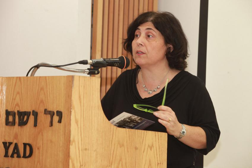 Dr. Iael Nidam-Orvieto lecturing at the symposium on &quot;Killing Sites in the Occupied Territories of the Former USSR: History and Commemoration&quot;. Yad Vashem, 28 September 2016