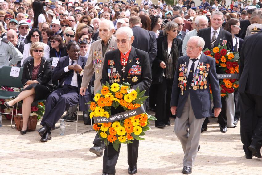 Roman Yagel, Moshe Weitzman and Karp Walt, representatives of the Organization for Disabled Veterans from the War Against the Nazis
