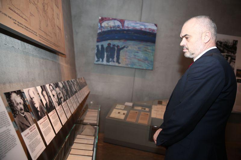 Albanian Prime Minister Edi Rama touring the Holocaust History Museum