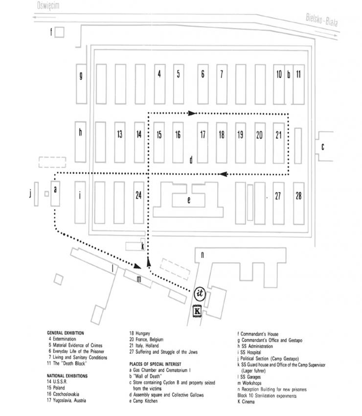 Plan of the former concentration Camp KL Auschwitz I - Oswiecim
