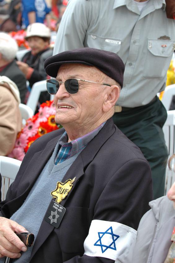 Survivor attending memorial ceremony in Warsaw Ghetto Square