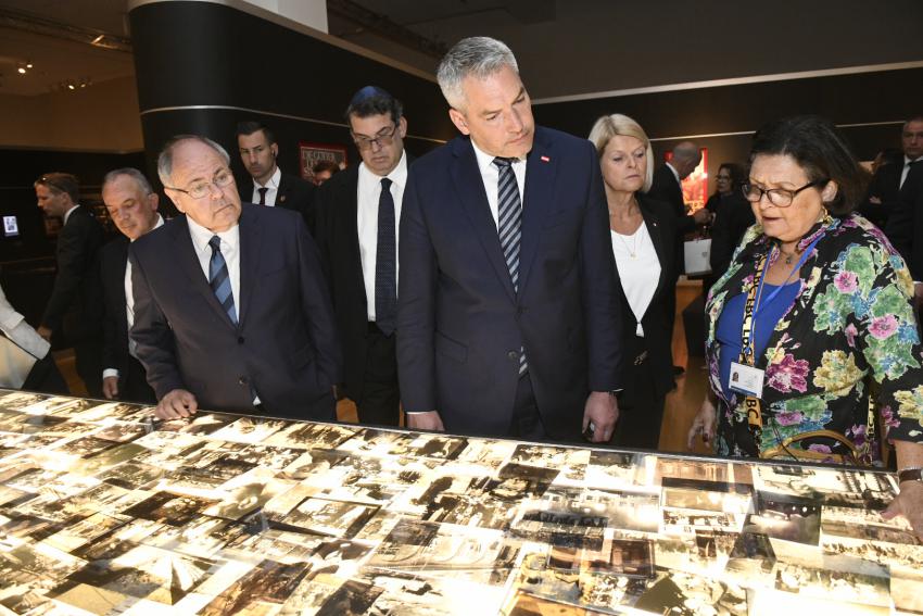 Austrian Chancellor Karl Nehammer tours the "Flashes of Memory" exhibition