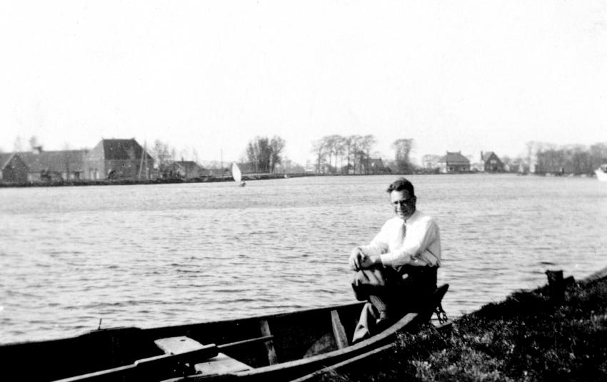 Samuel Horwitz rowing on the River Amstel near Amsterdam, pre-war
