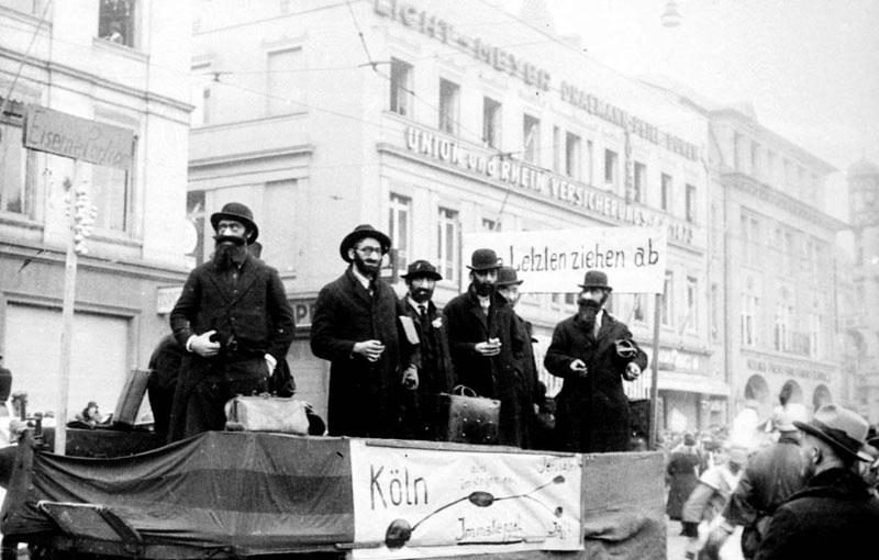 Kölner Karneval, 1934: Deutsche verkleiden sich für eine antisemitische Kundgebung als Juden