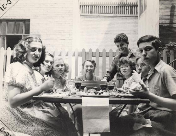 Ottilie Moore (center) with Valerie Page (sitting, third from right) and the other children she saved, New York, 1943-1944