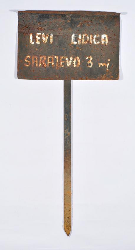 A grave marker inscribed with the name of Levi, Lidicia of Sarajevo who was murdered in Djakovo Camp aged 3 months