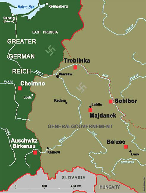 Mapa de los campos de la Operación Reinhard