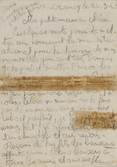 Lettre envoyée de Drancy par Maurice Sebbane à sa mère le 24 mars 1943 